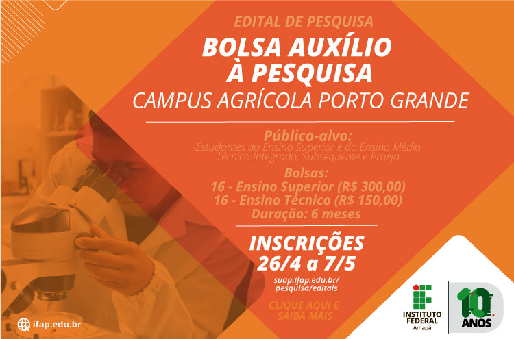 Banner Carrossel campi Edital Auxílio à Pesquisa Campus Agricola Porto Grande